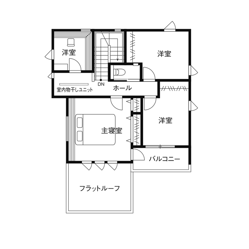 クレバリーホーム 【3000万円～3499万円／家事動線／間取図】美しさが続くタイル外壁で、メンテナンスのコスト＆手間をカットの間取り図（5LDK＋テラス）2階