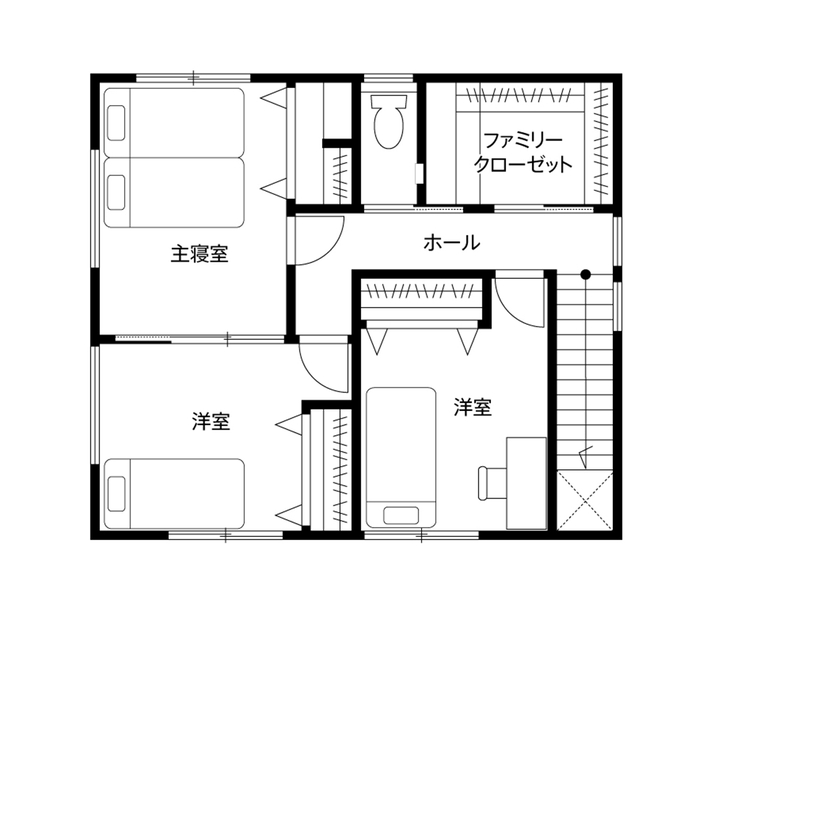 クレバリーホーム 【3000万円～3499万円／太陽光発電／間取図】住んでからかかるコストを低減。外壁タイルの高性能住宅の間取り図（3LDK＋タタミコーナー）2階