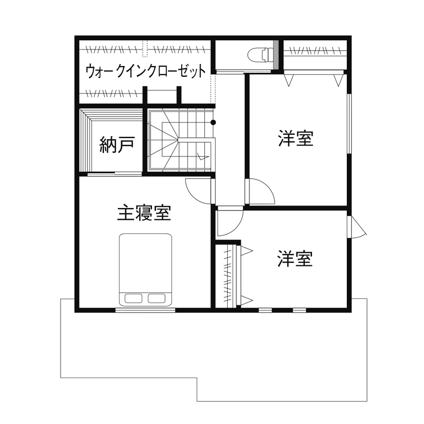 クレバリーホーム 【2500万円～2999万円／家事動線／間取図】グレージュのあたたかみあるリビングに家族の笑顔が集まる家の間取り図（3LDK＋タタミコーナー）2階