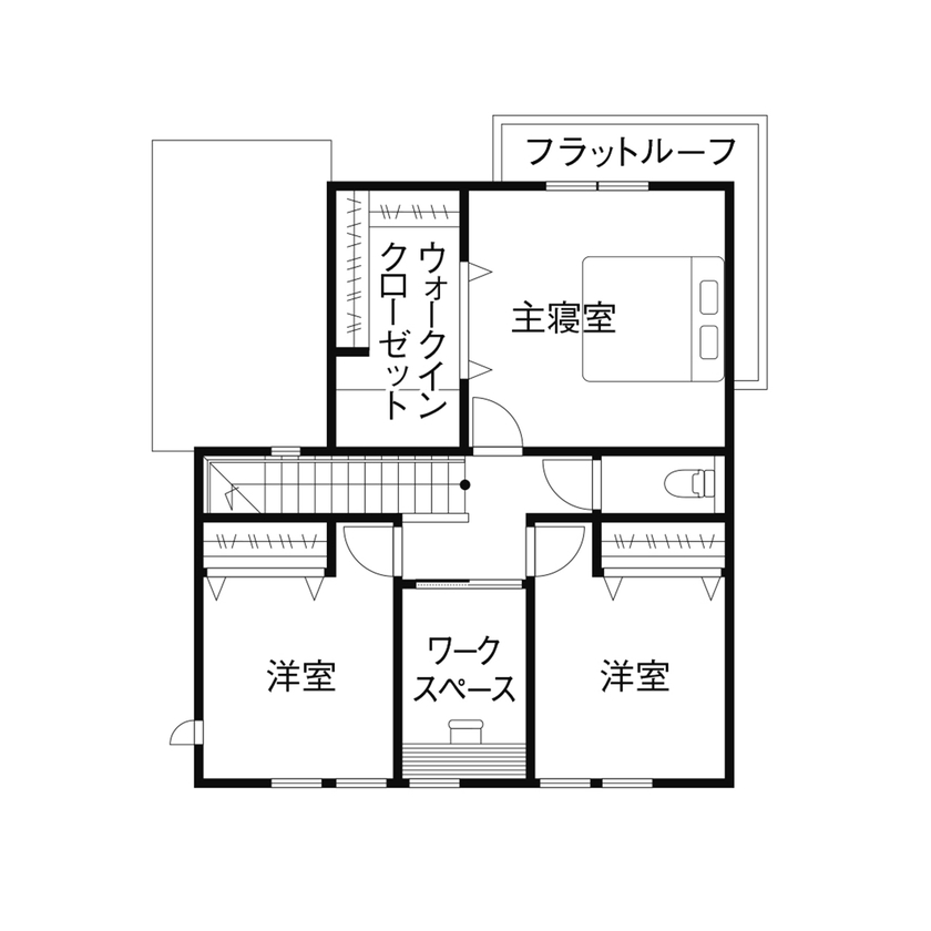 クレバリーホーム 【子育て／間取図】キッチンを中心に家族がつながる、ともに暮らしを楽しむ住まいの間取り図（4LDK＋ワークスペース）2階