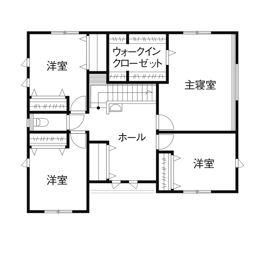 クレバリーホーム 【3500～3999万円／回遊動線／間取図】家族を近くに感じるL字型のLDK。家事がはかどる効率的な間取りを実現の間取り図（4LDK＋ホール）2階