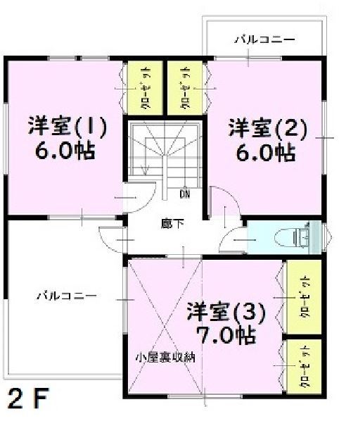 桔梗企画設計 【桶川市/4LDK/31.7坪】ちょっとした工夫で、ラクに豊かに暮らせる住まいの間取り図（4LDK）2階