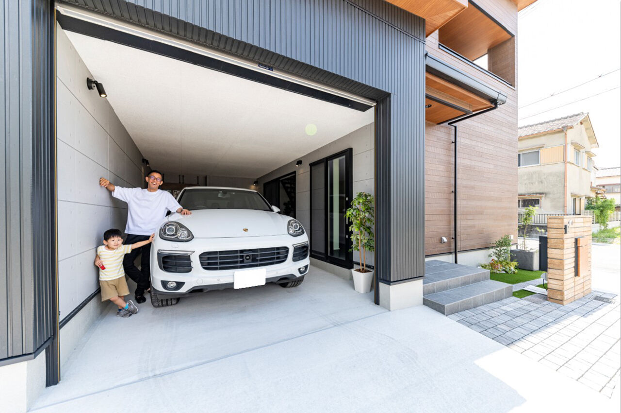 御浜住宅グループ（御浜建設） 枚方市｜2000万円台｜ビルトインガレージ｜間取り図｜リビングから愛車を眺められるガレージハウスの建築実例画像2