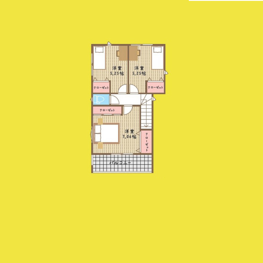 御浜住宅グループ（御浜建設） 枚方市｜2000万円台｜30坪｜間取り図あり｜自然を身近に感じながら暮らす「土間リビング」のある家の間取り図（3LDK）2階