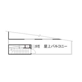 近藤建設 【1000万円台/30坪台/屋上/間取り図】斜線制限を利用した木目調の勾配天井。2階リビングにブランコのある家の間取り図（3LDK）PH