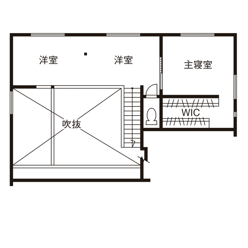 近藤建設 【2000万円台/30坪台/間取り図/薪ストーブ】コーヒー片手に自然を感じ、くつろぐ。まるで別荘のような家の間取り図（2LDK）2階