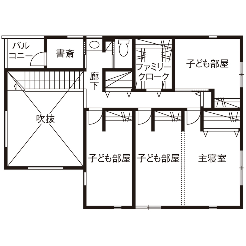 近藤建設 【3000万円台/40坪台/間取り図】ZEHを超える断熱等級7の家。魅力と要望たっぷりなモデルハウスのような家の間取り図（3LDK）2階