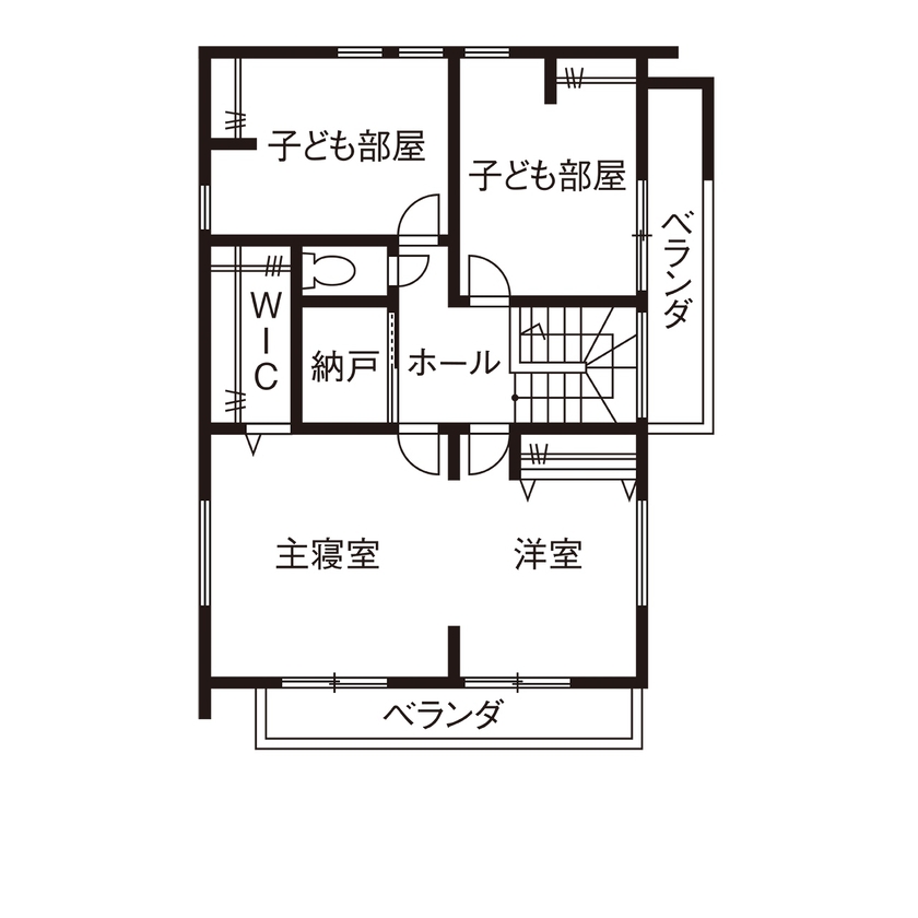 近藤建設 【30坪台/間取り図】下がり天井のキッチンや回遊動線、開放的なテラスも！プロの提案で叶えた理想の住まいの間取り図（3LDK）2階