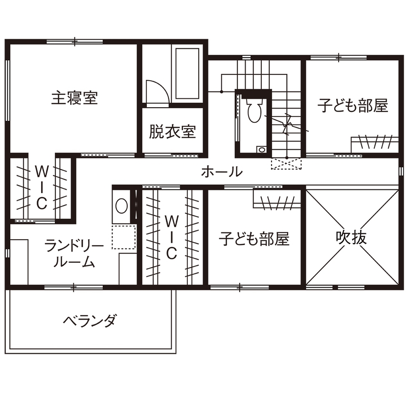 近藤建設 【3000万円台/40坪台/屋上/間取り図】便利な動線や快適な温熱環境に感激。「100点満点！」と大満足の家の間取り図（3LDK）2階