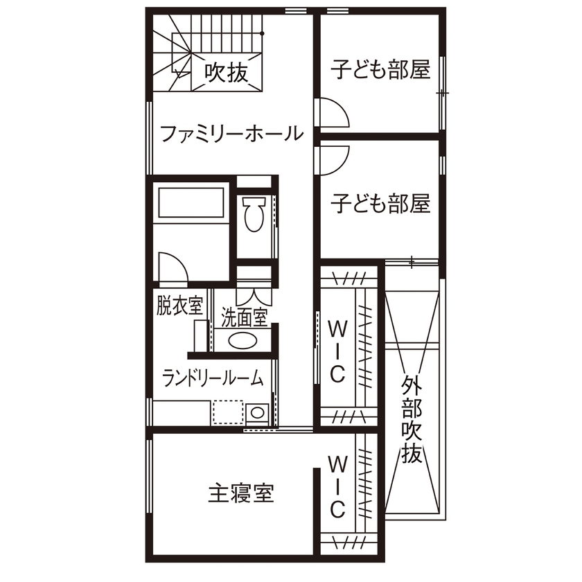 近藤建設 【2000万円台/30坪台/土間/ヌック/間取り図】全てのこだわりをフルオーダーで！家族に心地よい和モダンの家の間取り図（3LDK）2階