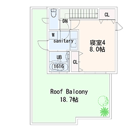 プロネット 【1000万円台/30坪台/間取り図/3階建て/屋上】建築デザイナーと実現したシンプル&モダンでおしゃれな家の間取り図（4LDK）3階