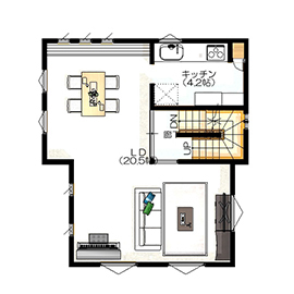 プロネット 【2000万円台/間取り図/3階建て】耐震等級3と長期優良住宅認定取得 都心の狭小地に立つシンプルモダンな家の間取り図（4LDK）2階