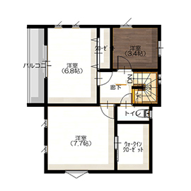 プロネット 【2000万円台/間取り図/3階建て】耐震等級3と長期優良住宅認定取得 都心の狭小地に立つシンプルモダンな家の間取り図（4LDK）3階
