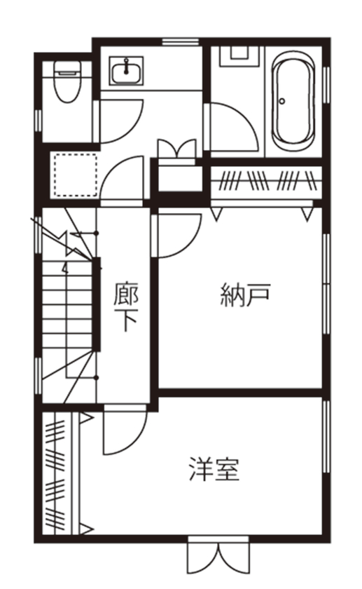 プロネット 【3000万円台/30坪台/間取り図/ビルトインガレージ】最上階リビングと屋上ガーデンでリゾート空間な住まいの間取り図（1LDK+3S）2階