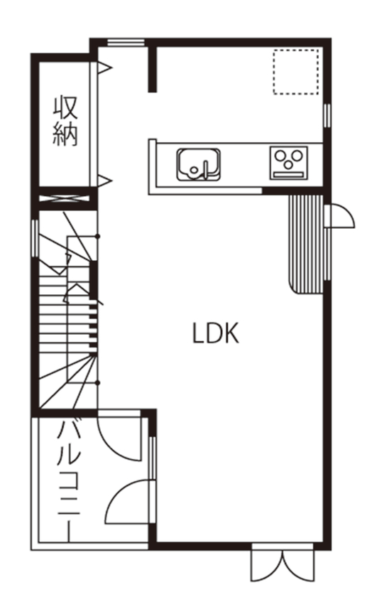 プロネット 【3000万円台/30坪台/間取り図/ビルトインガレージ】最上階リビングと屋上ガーデンでリゾート空間な住まいの間取り図（1LDK+3S）3階