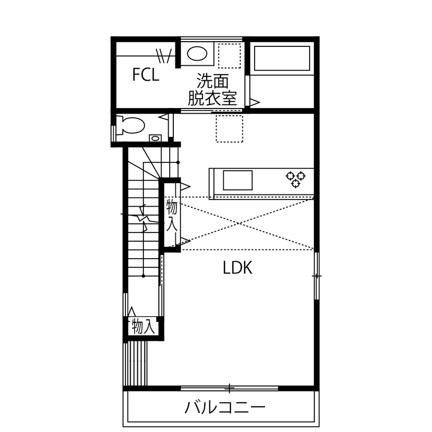 ハウスアップ 【京都府／敷地22.1坪】家事ラクを極めたカッコいい家。シンプルなデザインとスムーズな家事動線を両立の間取り図（3LDK+S+ロフト）2階