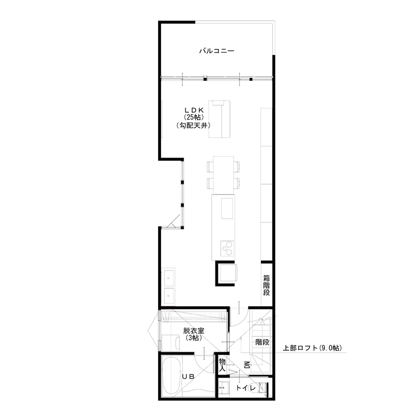 ハウスアップ 【32坪/奥行のある土地/中庭】四季を楽しむ家の間取り図（3LDK+ロフト）2階