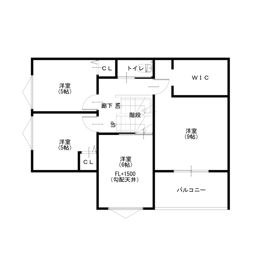 ハウスアップ 子どもたちがのびのびとできるカッコいい家の間取り図（4LDK）2階