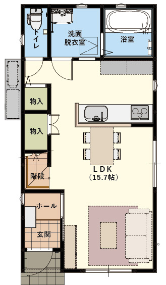 いえとち本舗 【1000万円台前半｜24.7坪｜太陽光6.08kW付｜スマートハウス】各部屋にウォークインクローゼットのある家の間取り図（3LDK）1階