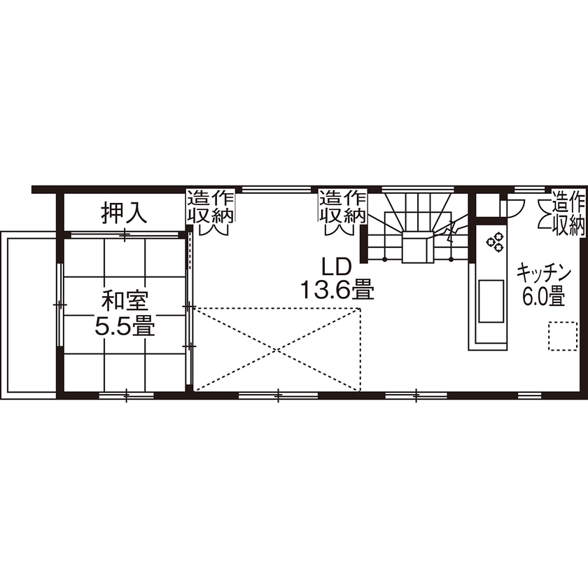 ワイケイホーム 【狭小地（22.4坪）／3階建て／屋上／間取り図あり】屋上庭園のある3階建ての耐火建築の家の間取り図（4LDK）2階