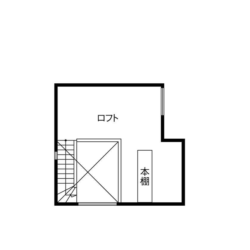 TAINN DESIGN　一級建築士事務所 【3000万円台/26.8坪/狭小/間取り図あり】吹き抜けで繋がる２階リビングと寛ぎのロフト。収納プランも必見の間取り図（1SLDK＋ロフト）ロフト