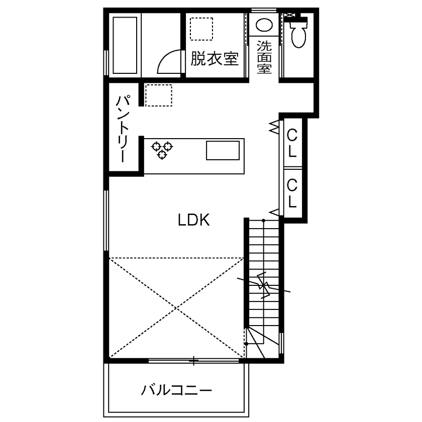TAINN DESIGN　一級建築士事務所 【2000万円台/28.5坪/ペット住宅/間取り図あり】タイルやクロス一枚にこだわり抜いた個性あふれる住まいの間取り図（２SLDK＋小屋裏収納）２階