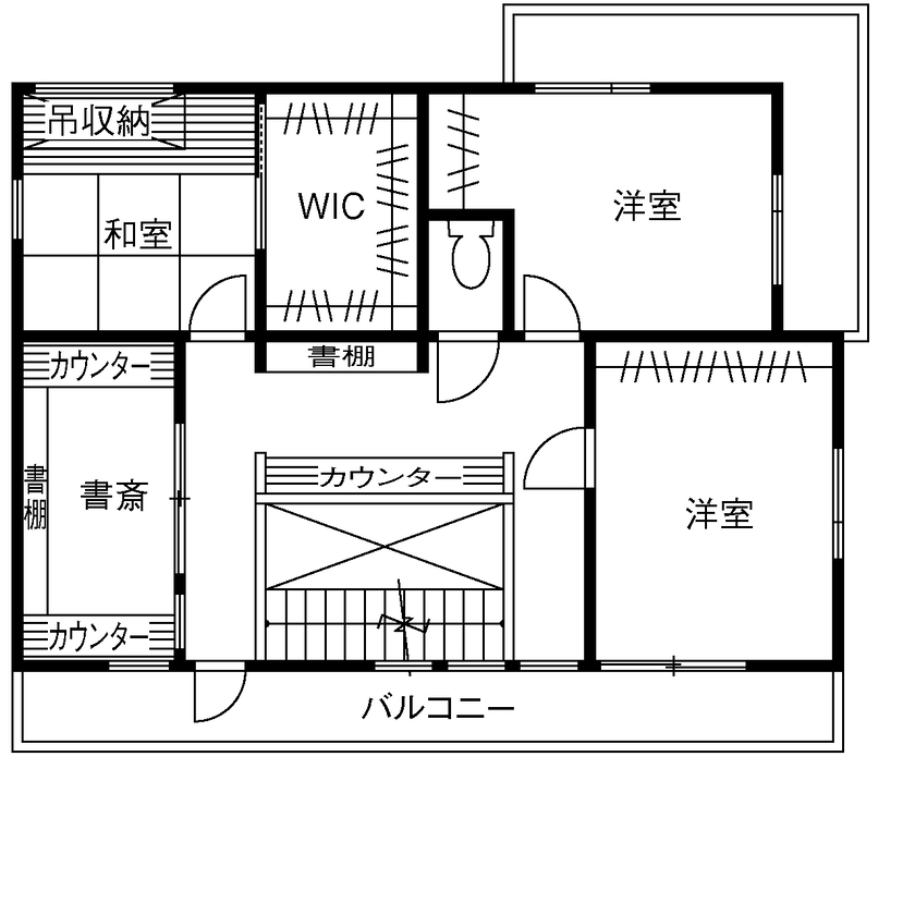 TAINN DESIGN　一級建築士事務所 【5000万円台/32.5坪/間取り図あり】土間リビングとストレスフリーの家事動線。家族の動きに寄り添う住まいの間取り図（３LDK＋ロフト）2階