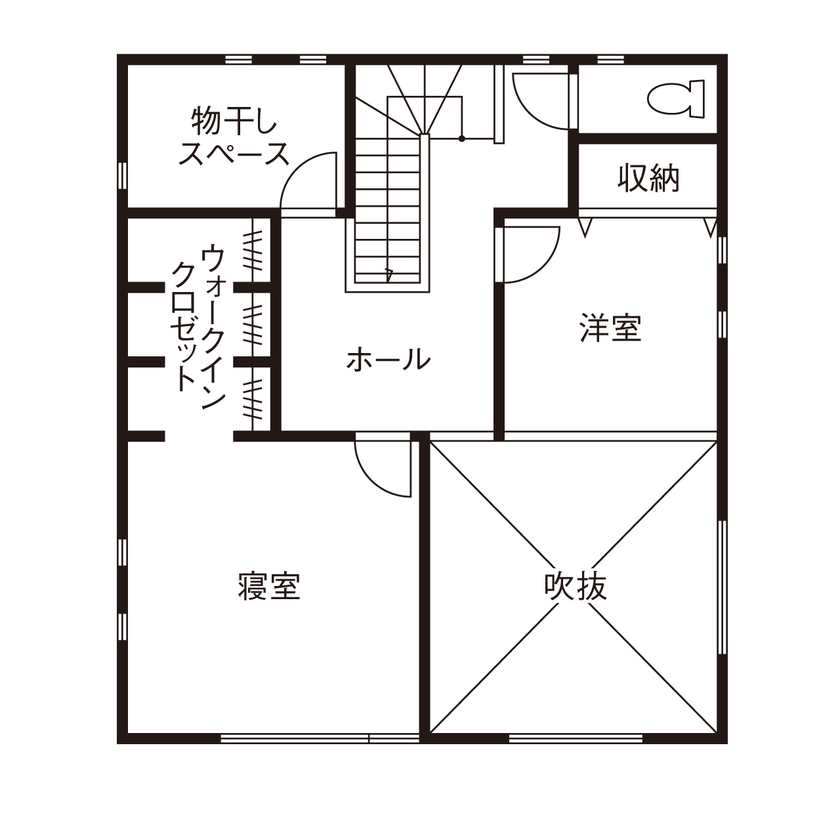近江建設/アイフルホーム・フィアスホーム 【土間リビング／1000万円台／間取り有】「吹き抜け」＋「庭・ガレージ」＋「インテリア」の開放的な住まいの間取り図（3LDK）2階