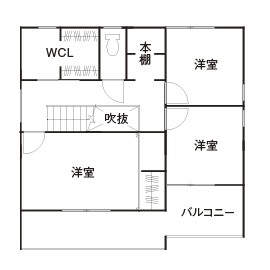 クラフトホーム 【1000万円代/30坪台/3LDK/間取り図】デザイン＆価格を両立。シンプルで豊かに暮らせる黒ガルバの家の間取り図（3LDK）2階