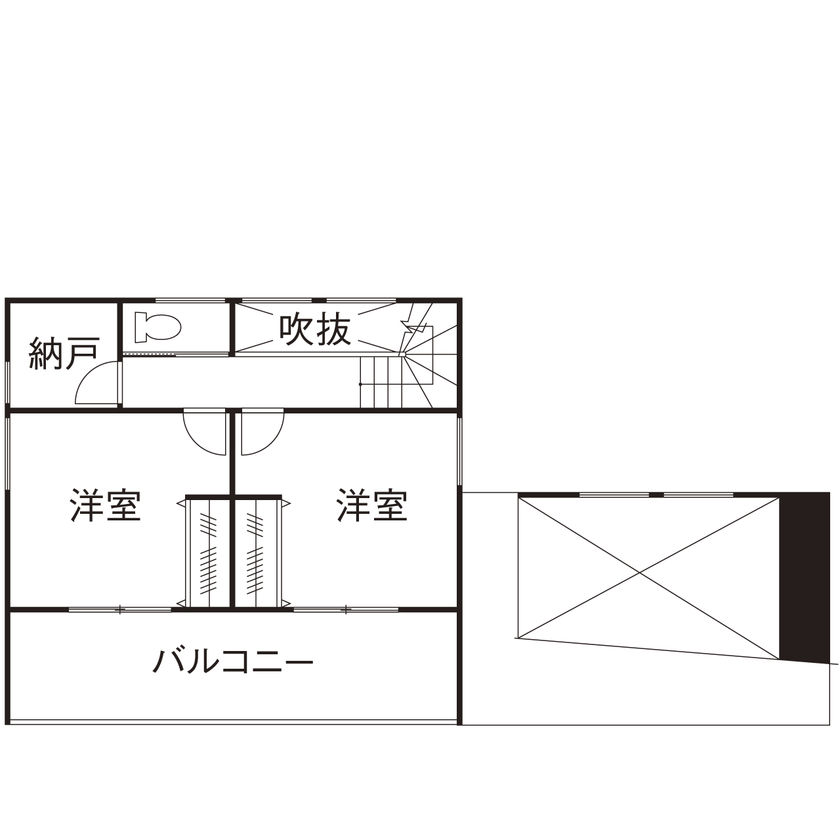 クラフトホーム 【2000万円台/インナーガレージ/注文住宅/間取り図】愛車＆水上バイクを並べて趣味を楽しむガレージハウスの間取り図（3LDK）2階