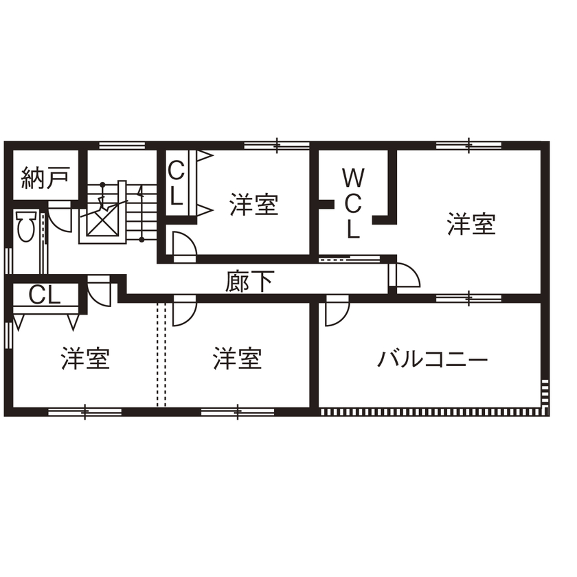 クラフトホーム 【1500万円～2000万円以下/5LDK/40坪台/間取り図面】アイランドキッチンやランドリールームで家事ラクな家の間取り図（５ＬＤＫ＋納戸）2階