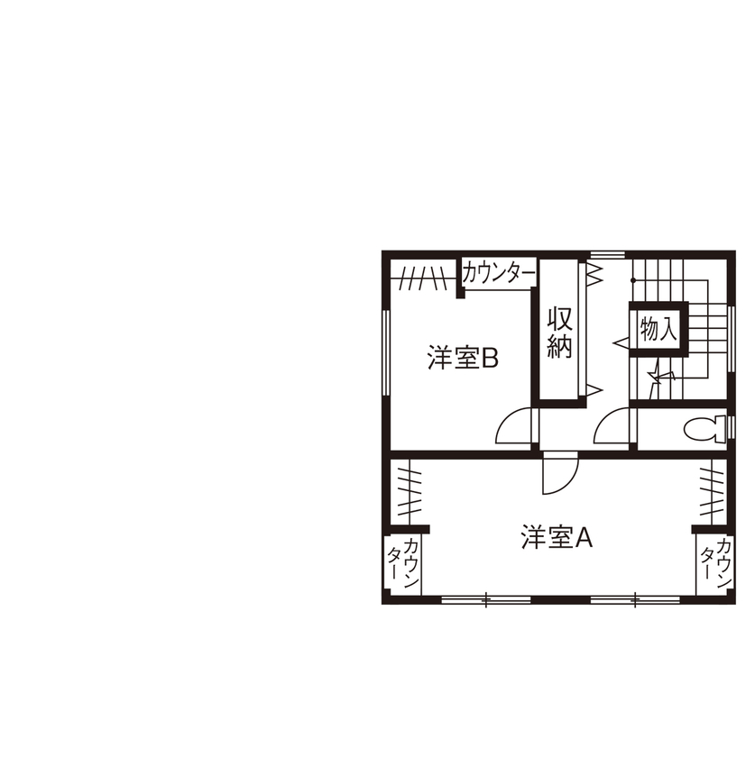 サティスホーム岐阜 【瑞穂市×間取図有×半平屋スタイル】スムーズな生活動線を叶えた、軒裏が映える半平屋のデザイン住宅の間取り図（3LDK）2階