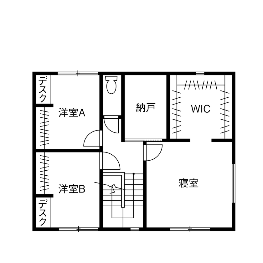 サティスホーム岐阜 【羽島市×自由設計×グラフテクトキッチン×間取図あり】巧みなコストコントロールで20代の若さで夢を実現の間取り図（3LDK）2階