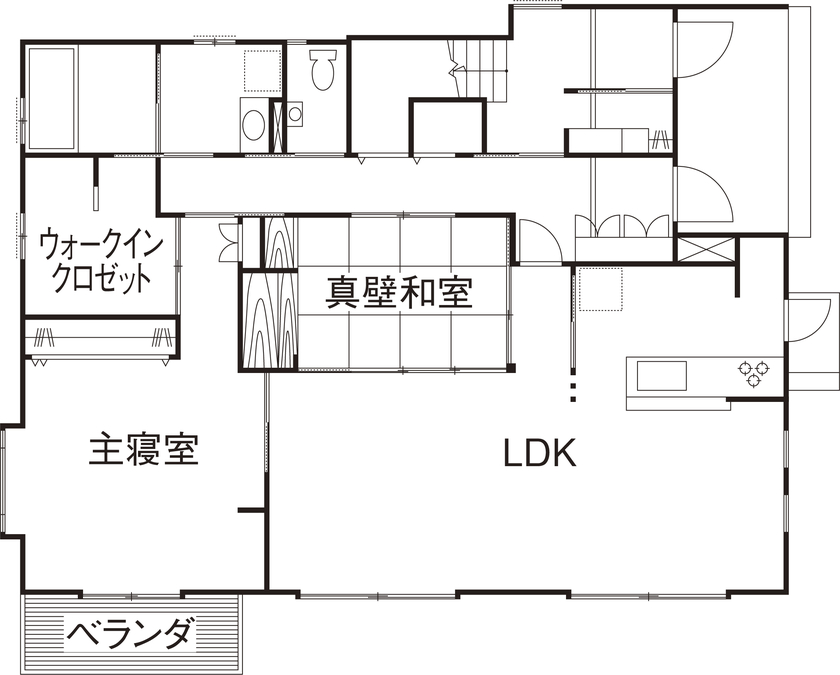 小嶋工務店 TOKYO WOOD 【間取りあり/60坪台/4000万円台/二世帯住宅】親世帯も子世帯もたくさんの要望を詰め込んだエコ住宅の間取り図（5LLDDKK）1階