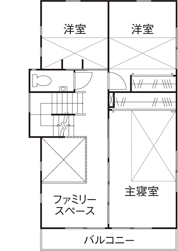小嶋工務店 TOKYO WOOD 【間取りあり/20坪台/2000万円台/ピアノ】地産地消に憧れて大好きな自然素材と木の香りに包まれた家の間取り図（3LDK）2階