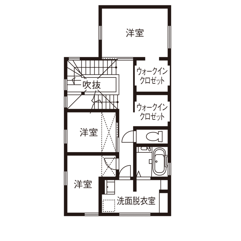 小嶋工務店 TOKYO WOOD 【間取りあり/30坪台/2000万円台】エアコン1台で家中快適！夫婦の憧れをすべて叶えた、TOKYO WOODの家の間取り図（3LDK）2階