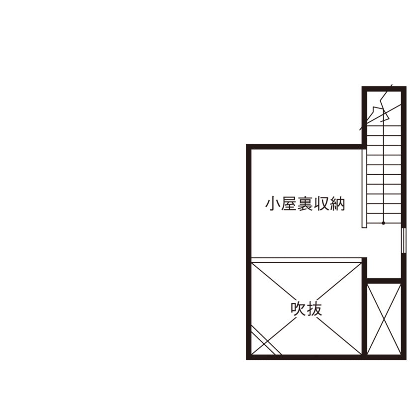 小嶋工務店 TOKYO WOOD 【間取り図あり/30坪台/3000万円台】大好きな多摩産の木に包まれて。家族と一緒に時を刻み、育んでいく家への間取り図（2LDK+書庫）小屋裏