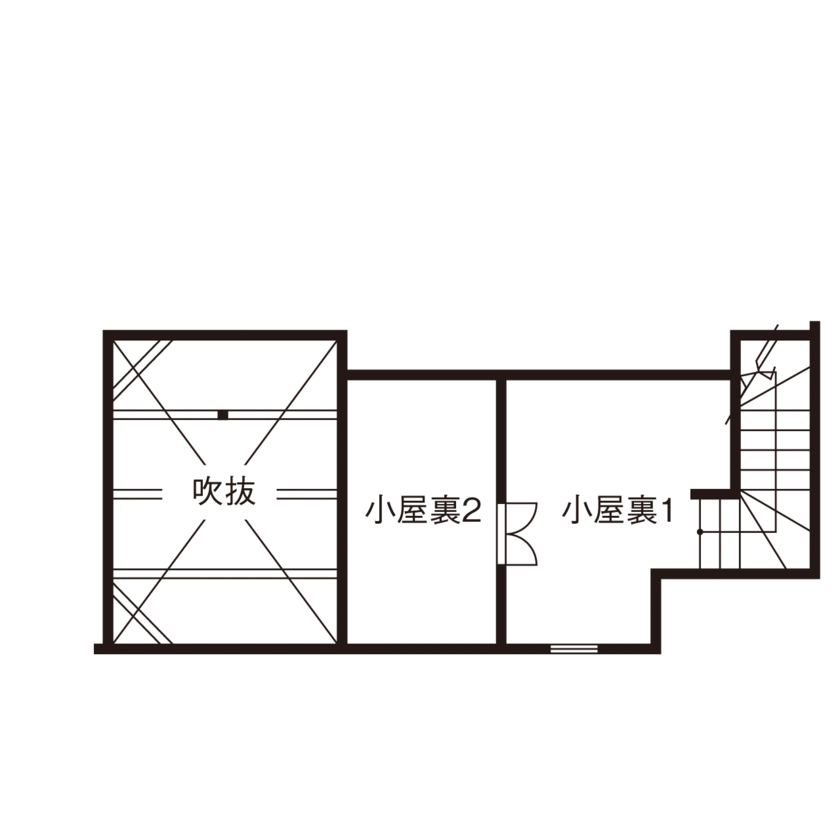 小嶋工務店 TOKYO WOOD 【間取り図あり/20坪台/2000万円台】リビングに縁側を作りのびのびと。東京の木と陽光、風に触れ合う家の間取り図（2LDK）小屋裏