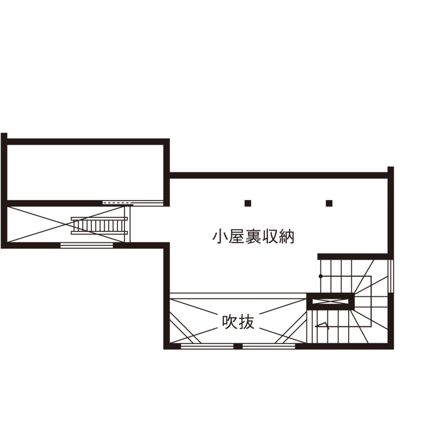 小嶋工務店 TOKYO WOOD 【間取り図あり/30坪台/3000万円台】開放感あふれる大人のモダンスタイル空間。縦横に広がる空間設計に注目の間取り図（4LDK）小屋裏