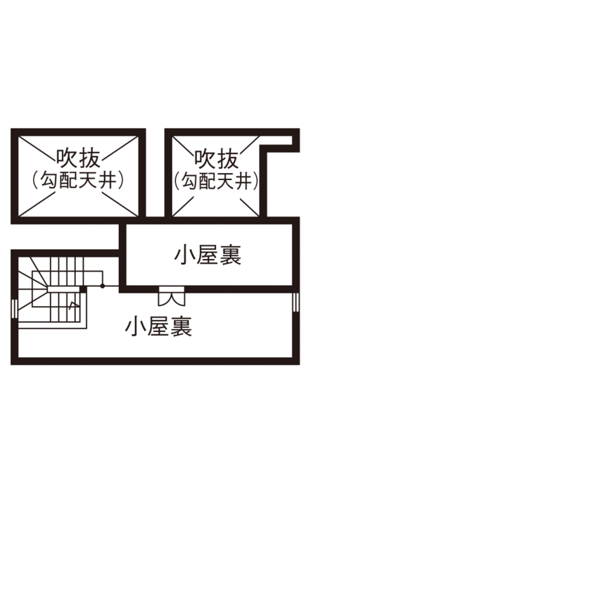 小嶋工務店 TOKYO WOOD 【間取りあり/60坪台/4000万円台/二世帯住】程よい距離感で、暮らしを大切に。完全分離のテラスハウス仕様の間取り図（5K以上）小屋裏