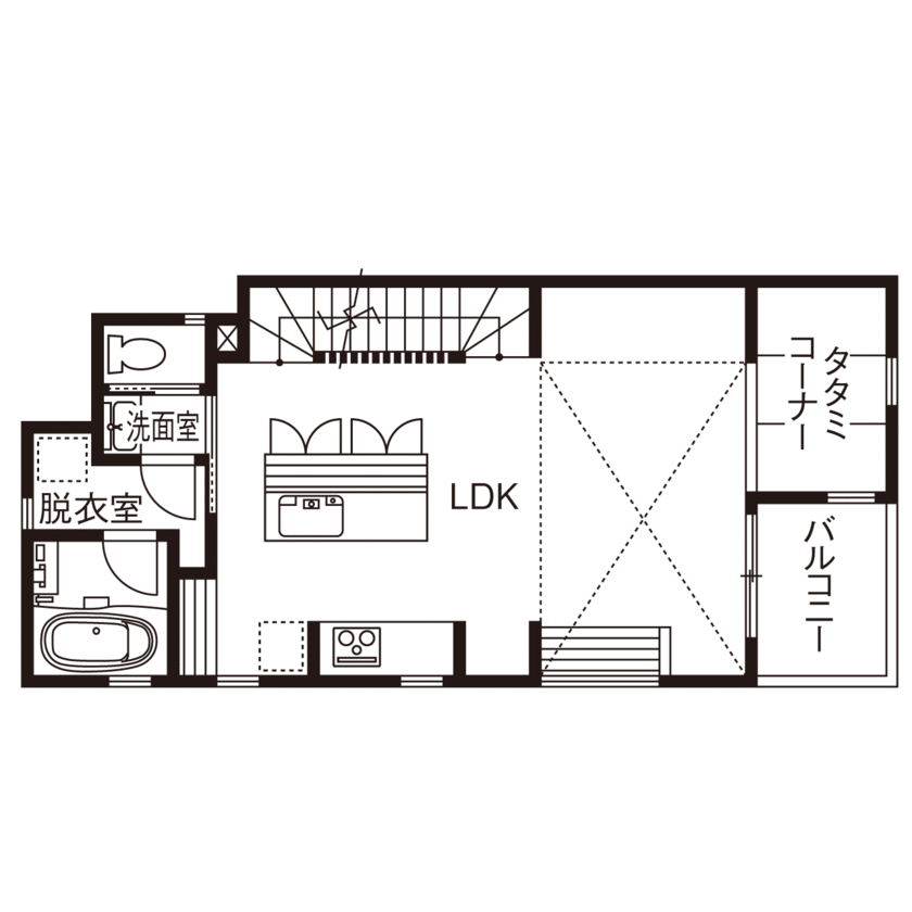小嶋工務店 TOKYO WOOD 【間取り図あり/30坪台/2000万円台】外断熱と『TOKYO WOOD』で叶えた心地よさ。家族がつながるプランも魅力の間取り図（2LDK）2階