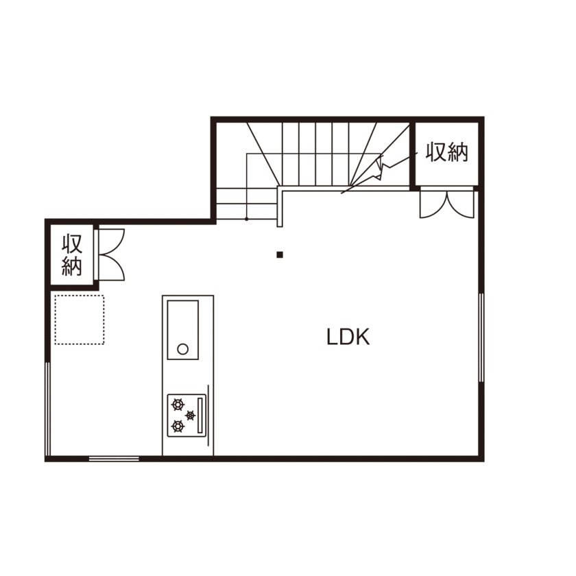小嶋工務店 TOKYO WOOD 【間取り図あり/15坪台/2000万円台】14.9坪の狭小地を最大限活用。こだわりのデザインと開放感のある家の間取り図（2LDK）2階