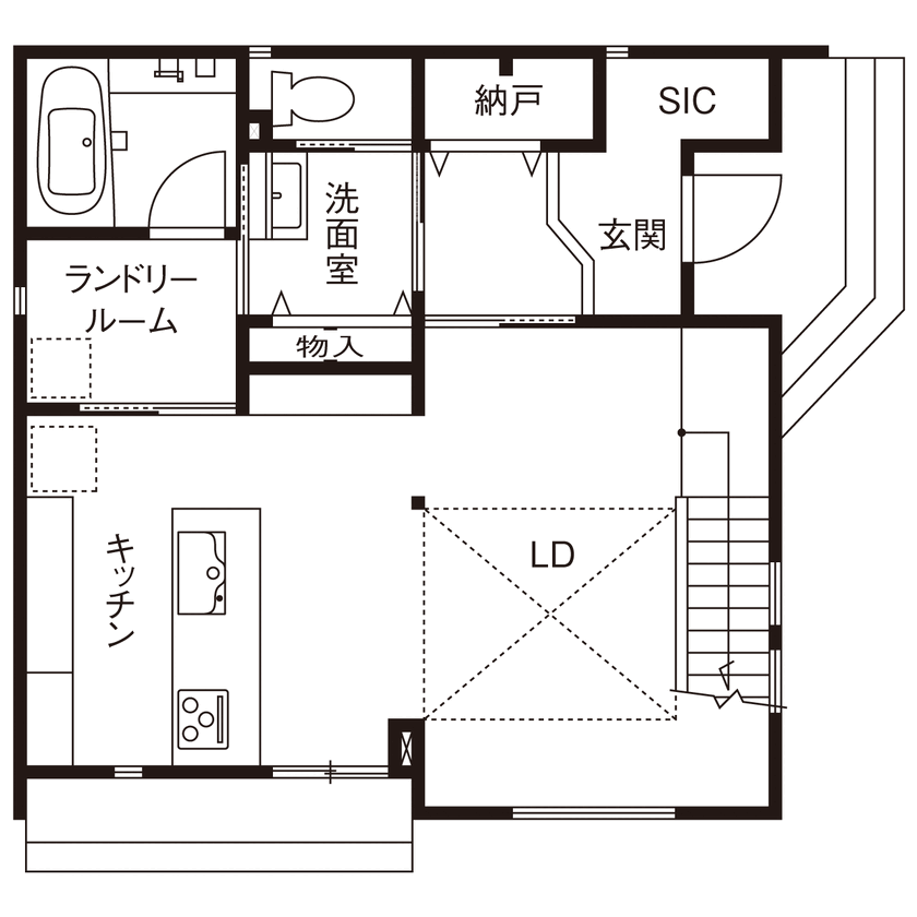 小嶋工務店 TOKYO WOOD 【間取り図あり/30坪台/ペット】まるで巨大なキャットタワー！自由設計ならではの、遊び心ある住まいにの間取り図（2LDK）1階