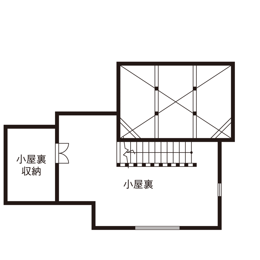 小嶋工務店 TOKYO WOOD 【間取り図あり/30坪台/ペット】まるで巨大なキャットタワー！自由設計ならではの、遊び心ある住まいにの間取り図（2LDK）小屋裏