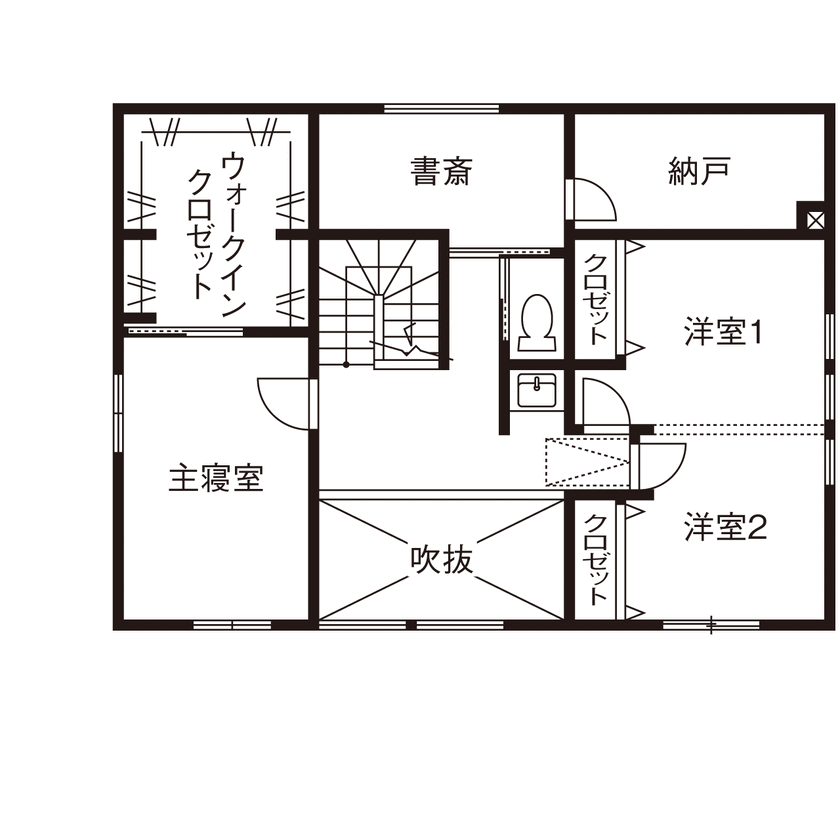 小嶋工務店 TOKYO WOOD 【間取り図あり/40坪台/3000万円台】『機能性』と『ぬくもり』を調和。夫婦の理想を叶えたマイホームの間取り図（2LDK）2階