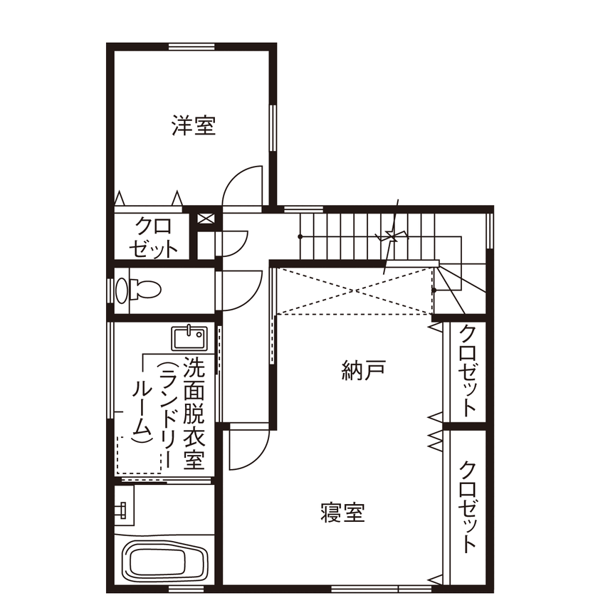 小嶋工務店 TOKYO WOOD 【間取り図あり/20坪台/3000万円台】働く夫婦に、心からのくつろぎを。家事がラク＆緑が映える、癒しのLDKの間取り図（2LDK）2階