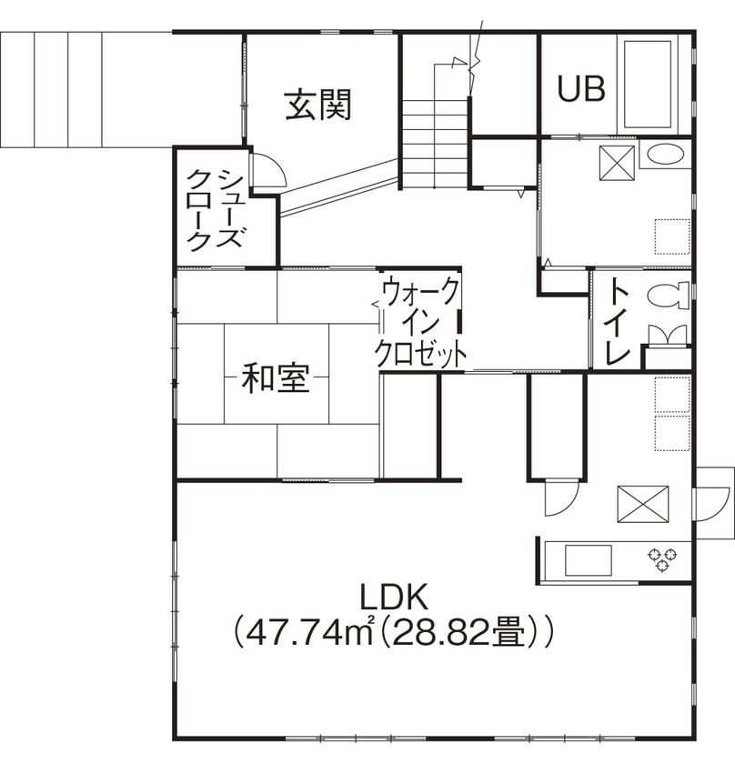 ジャパンホーム（J-style） 【1000万円台/5LDK+納戸/L字バルコニー/間取り図】暮らしやすいを第一に。バリアフリーも意識した家の間取り図（5LDK+納戸）1階