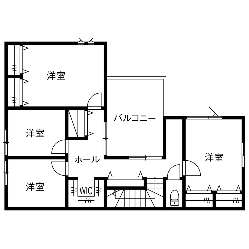 ジャパンホーム（J-style） 【2000万円～2499万円／ペット／収納充実／間取図】子どもも愛猫も、みんながのびのび暮らす家の間取り図（4LDK+洗濯室+WIC）2階