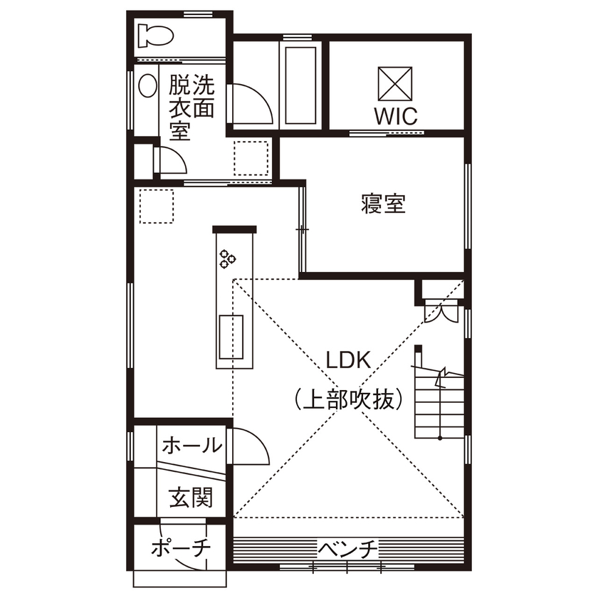 二重断熱の家　ネスト 【2000万円台/間取り図あり/ZEH/ペット/平塚市】夏も冬も快適さが違う。高性能＆コスパの高さに大満足の家の間取り図（2LDK）1階
