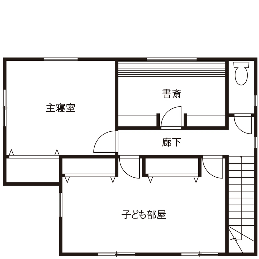 二重断熱の家　ネスト 【2500万円台/ZEH/間取り図あり】「暖かい家で暮らしたい」という夢を叶えた、お洒落＆趣味も楽しめる家の間取り図（2LDK＋書斎）2階